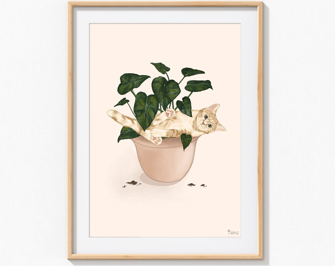 Plant Cat Print, Funny Cat Lover Art Poster - Image 4