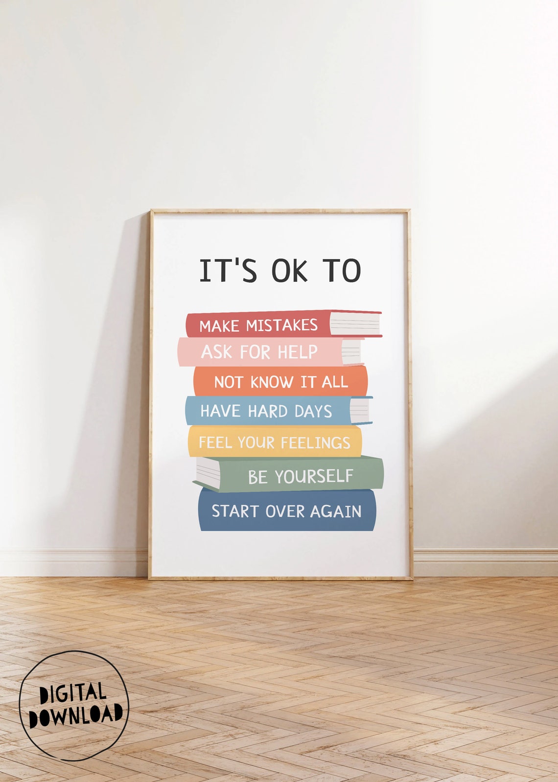 Its Ok To Make Mistakes Book Stack Classroom Poster For Kids - Image 4