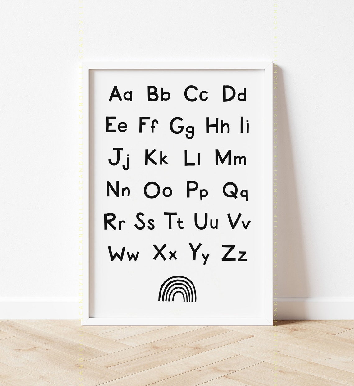 Monochrome Alphabet Aa To Zz Poster With Rainbow Kids Nursery - Image 3