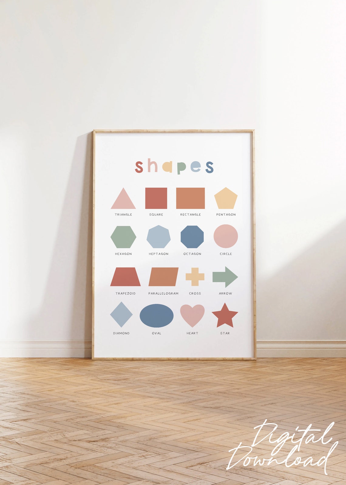 Shapes Educational Print Nursery Wall Art Colorful Shapes Rainbow Nursery Decor Wall Art Classroom Decor Rainbow - Image 5