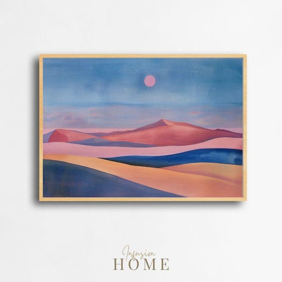 Pastel Sunset Desert Print Minimalist Landscape Art