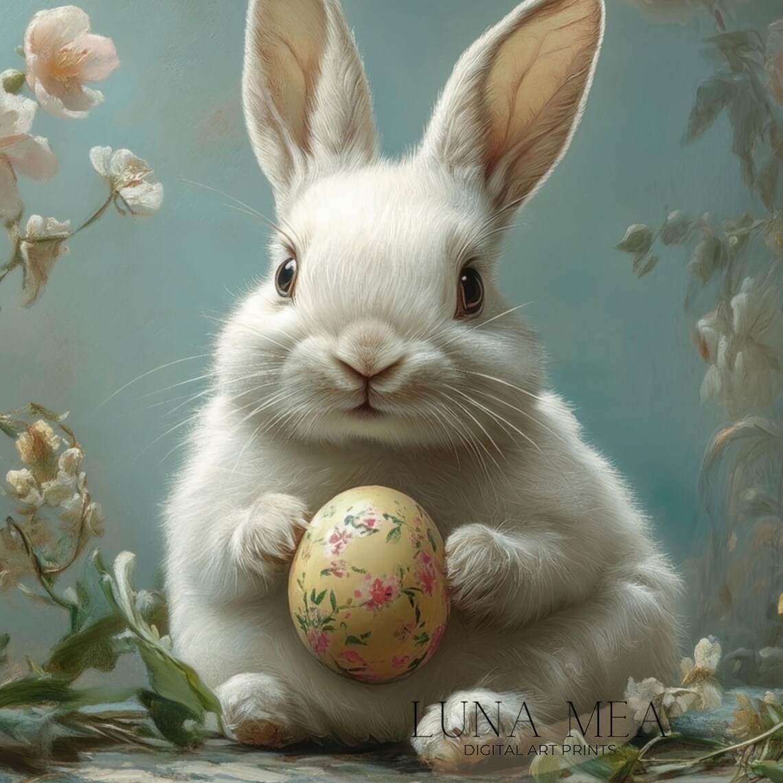 Vintage Easter Bunny, Antique Style Nursery Art Print - Image 3