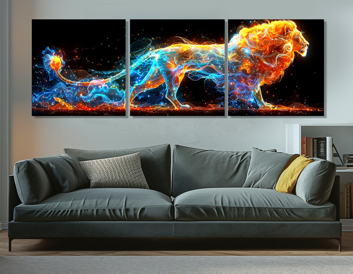 Abstract Lion Leo Zodiac Sign Wall Poster Print - Image 3