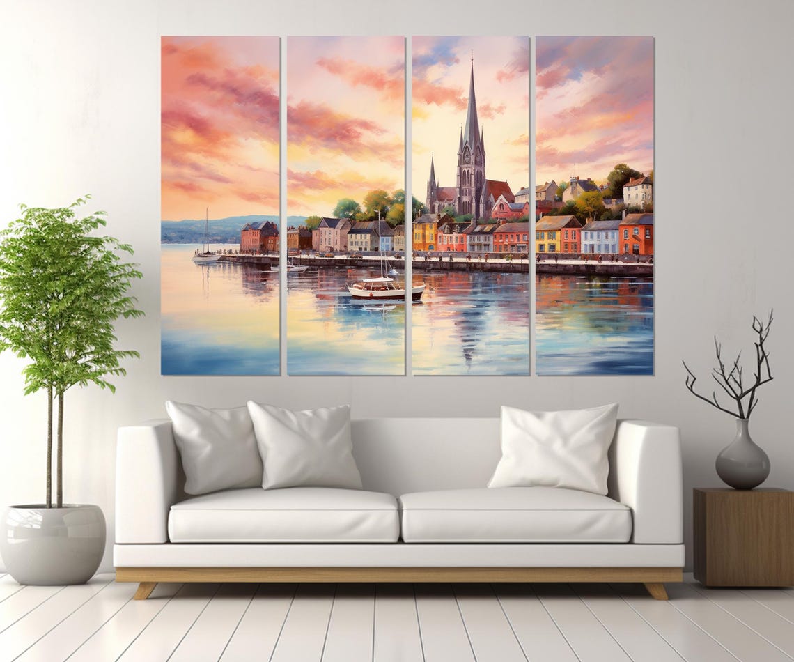 Cobh Ireland Cathedral Harbor Waterfront Sunset Boats Wall Poster - Image 4