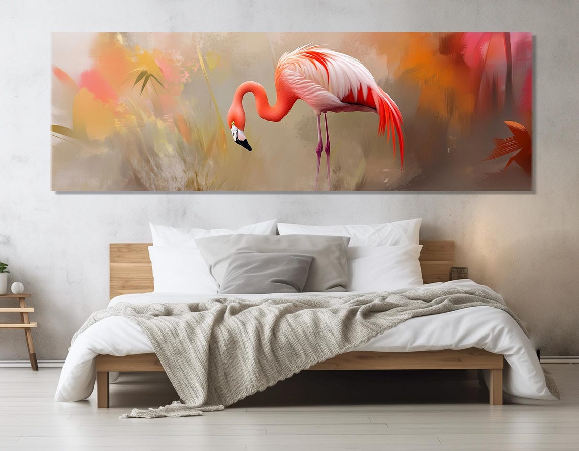 Pink Flamingo Soft Abstract Watercolor Warm Tones Wildlife Poster - Image 2