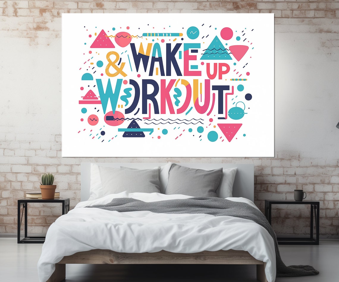 Wake Up And Work Out Print Minimalist Gym Wall Decor Fitness Girl Gift Fitness Motivation Fitness Poster Framed Ready To Hang - Image 4