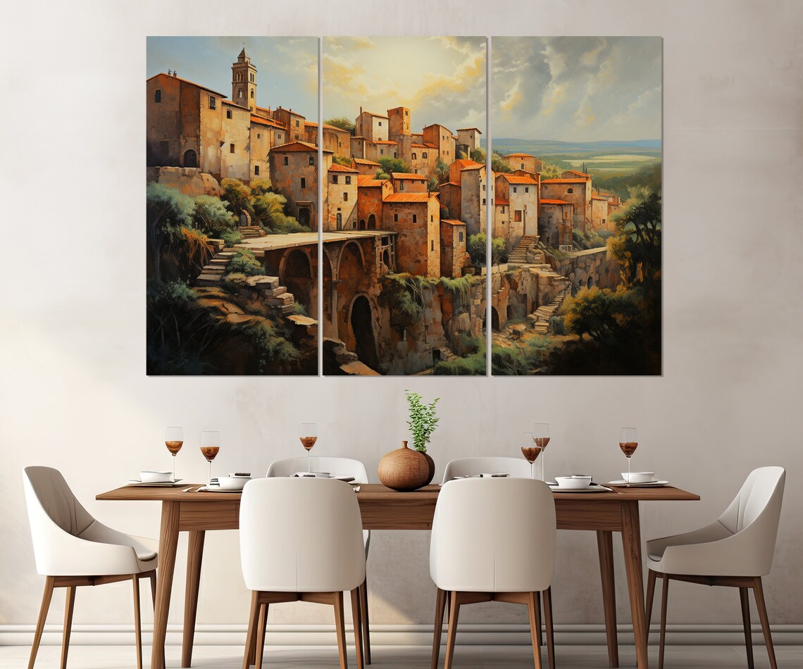 Pitigliano Tuscany Medieval Hilltop Town Italy Painting Travel Poster - Image 4