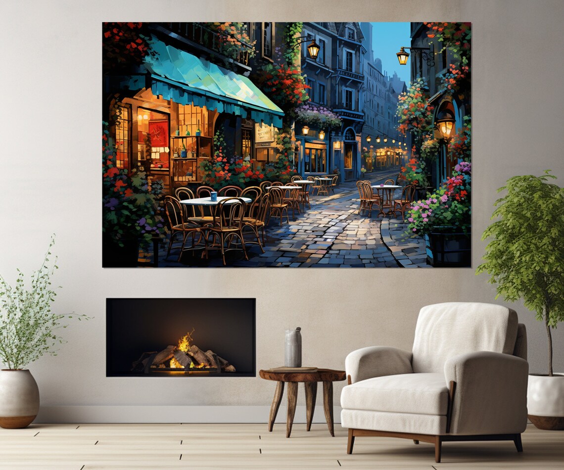 French Street Painting, Retro France Wall Art Print