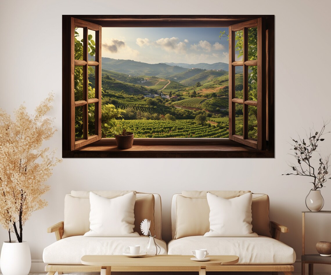 Open Window With Tuscany View, Tuscany Hills Art Print