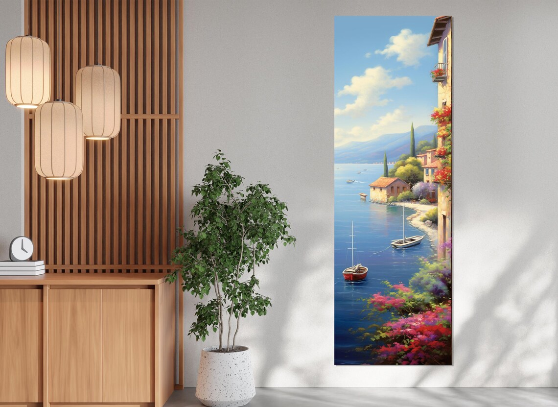 Lake Como Italy Lakeside Village Sailboats Blossom View Travel Poster - Image 4