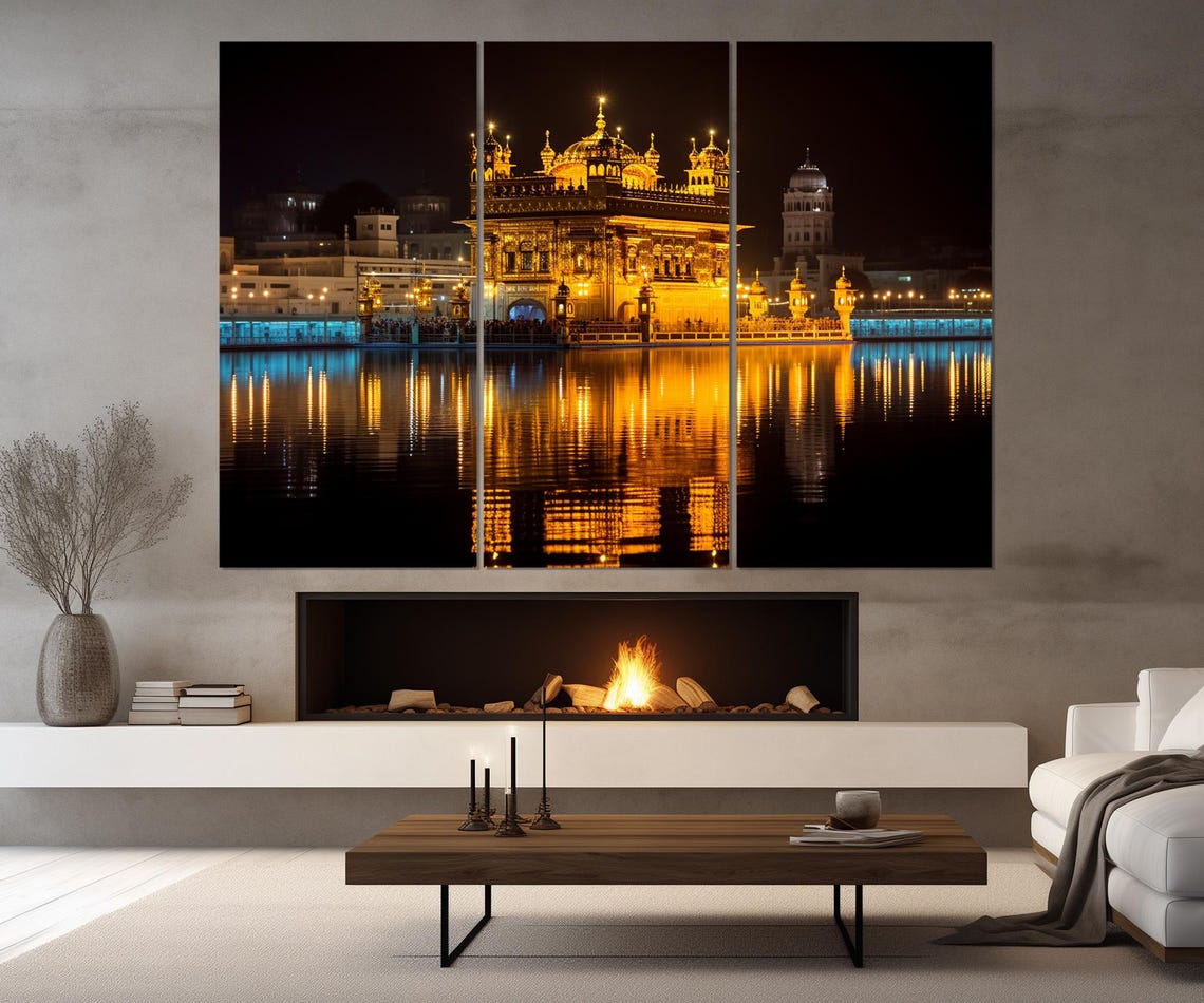 Golden Temple Amritsar Night Lights Reflection India Travel Poster - Image 3