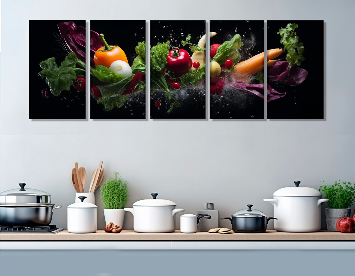 Vegetables Print Modern Kitchen Wall Decor Large Food Painting Vegetables Poster Framed And Ready To Hang - Image 3