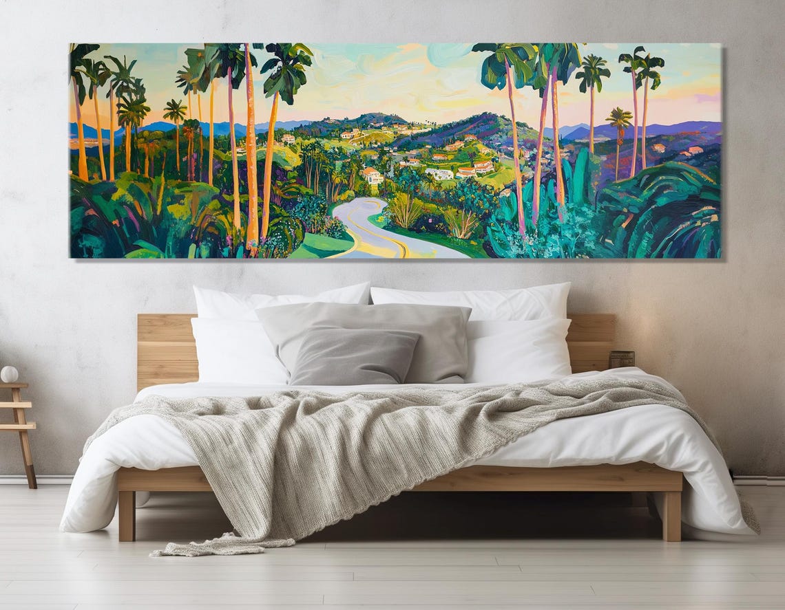 Beverly Hills Palm Trees Sunset Panorama California Retro Art Poster - Image 3