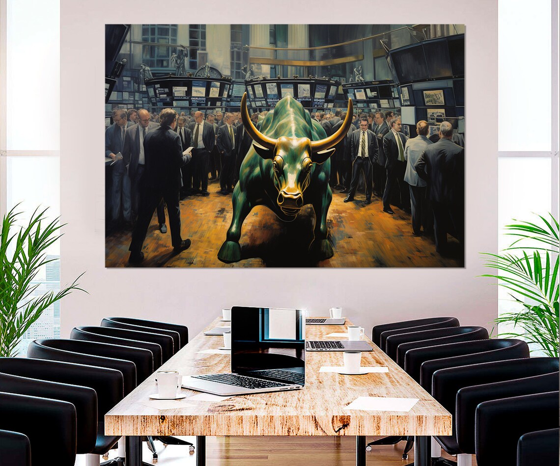 Charging Bull Abstract Wall Street Wall Art Print