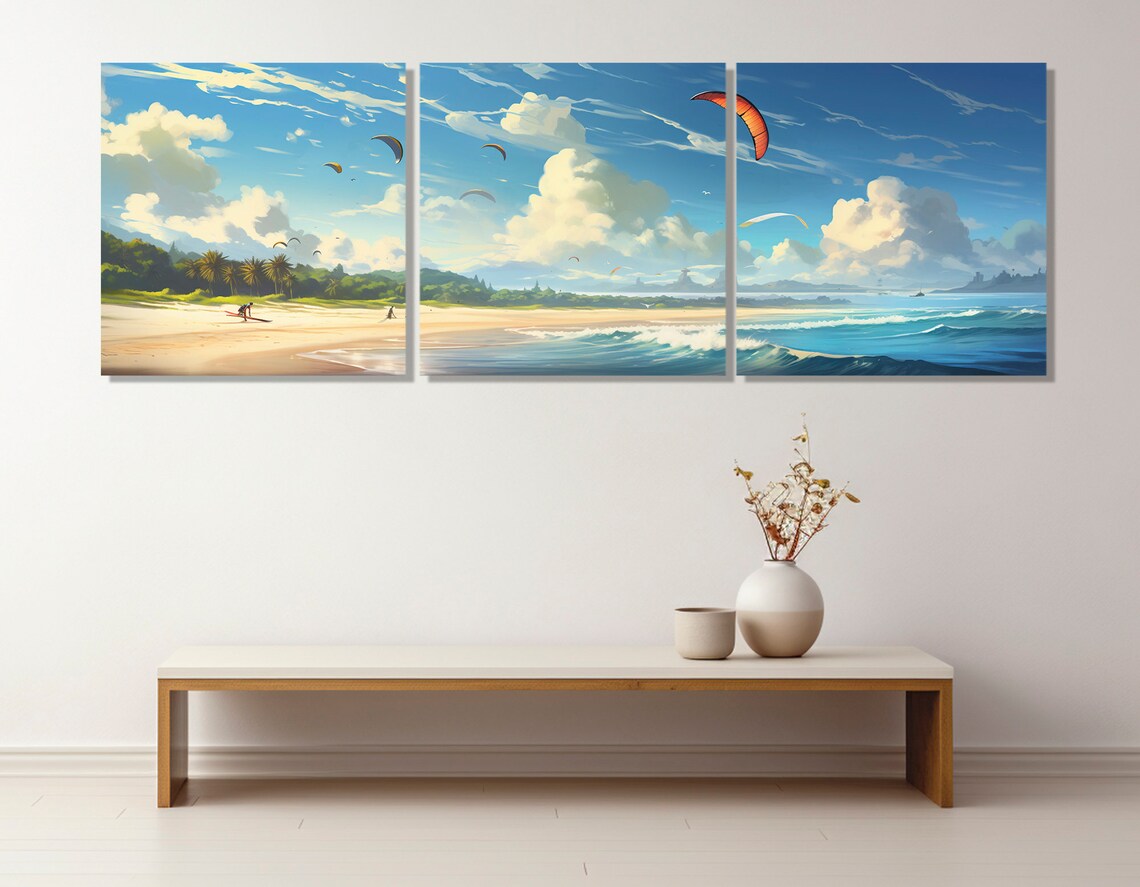 Abstract Kiteboarding Beach Poster Print, Coastal Decor - Image 4