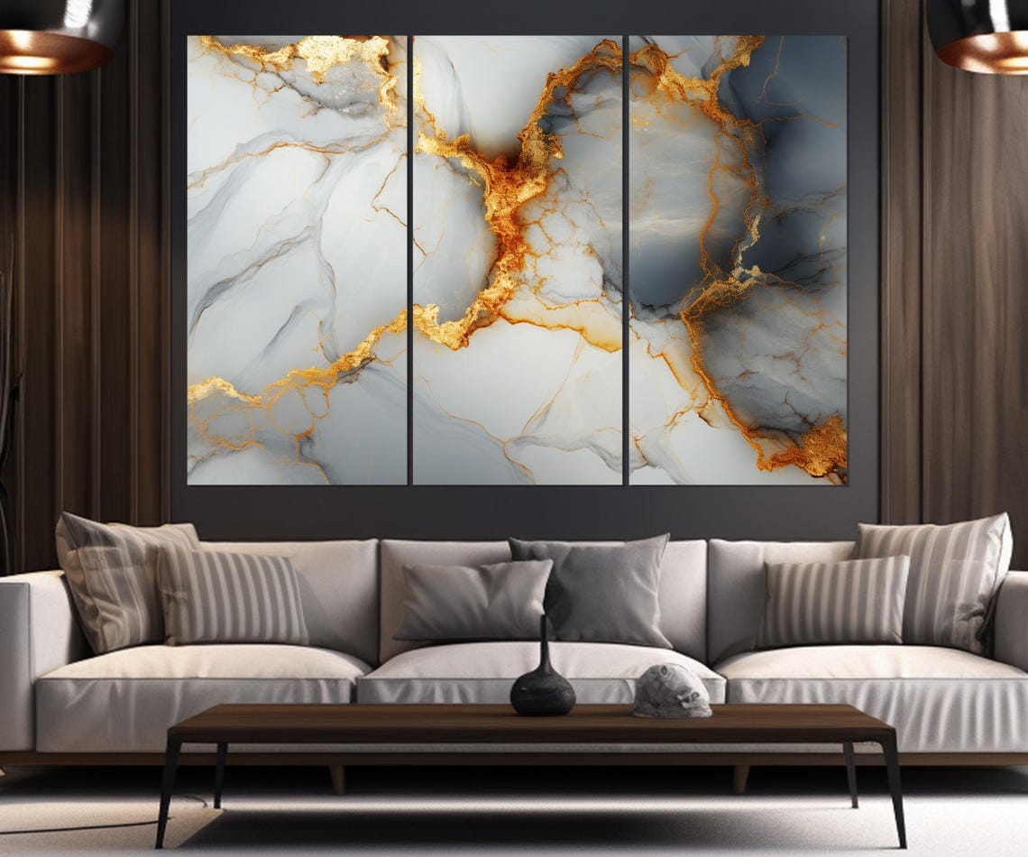 White Gold Marble Abstract Luxury Vein Texture Modern Wall Poster - Image 4