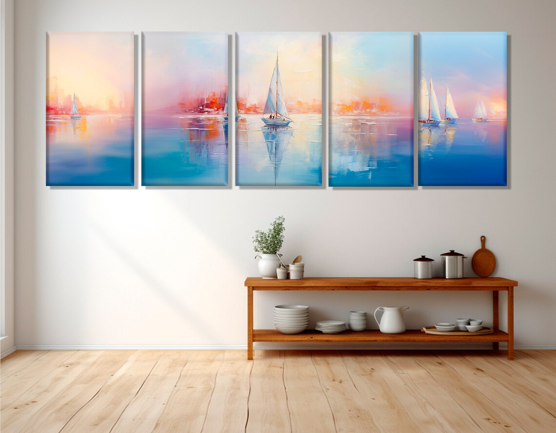 Abstract Sailboats Colorful Sailing Art Print - Image 3