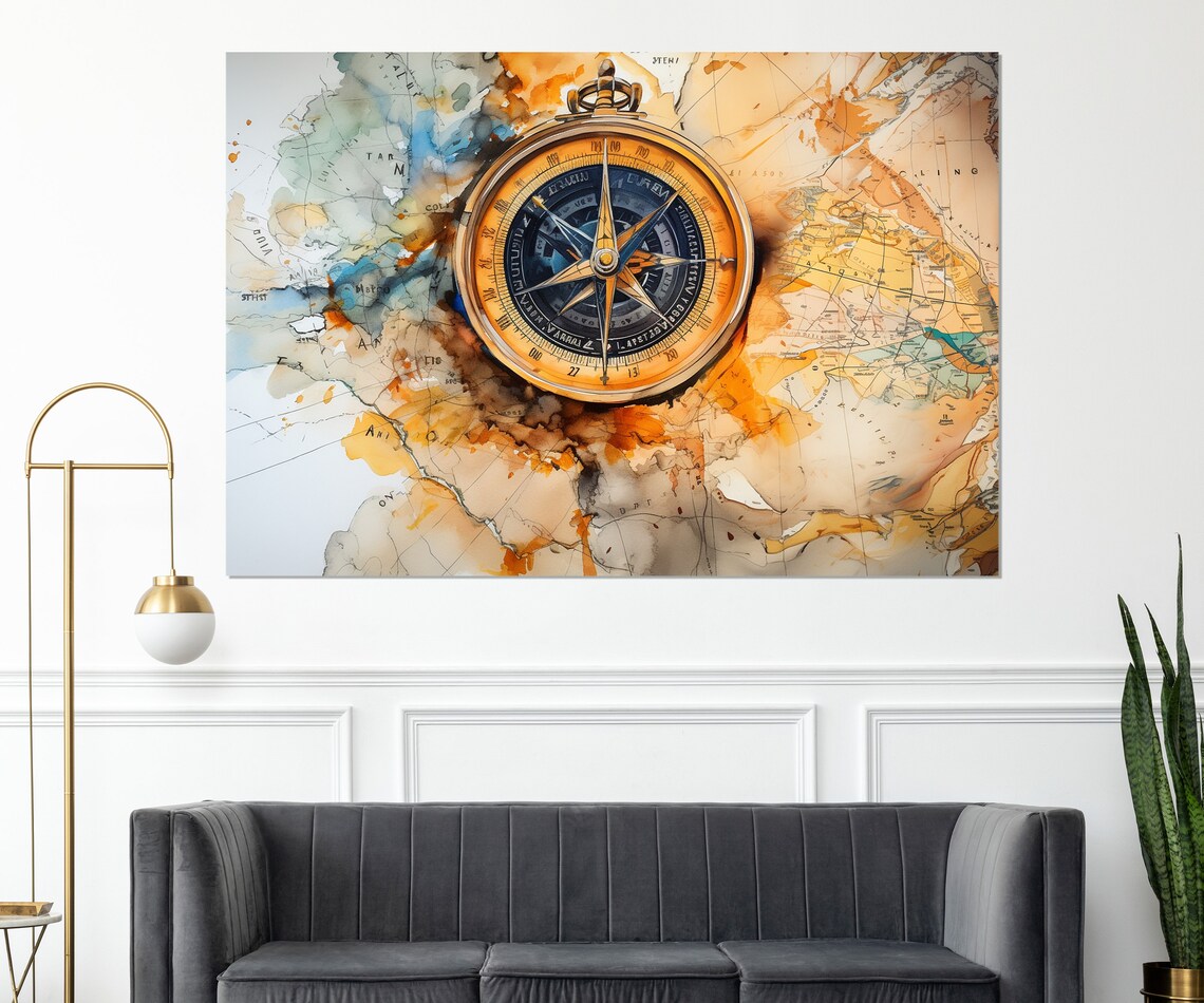 Compass Painting Print Sailor Gift Mariners Compass Print Sailing Wall Art Framed And Ready To Hang
