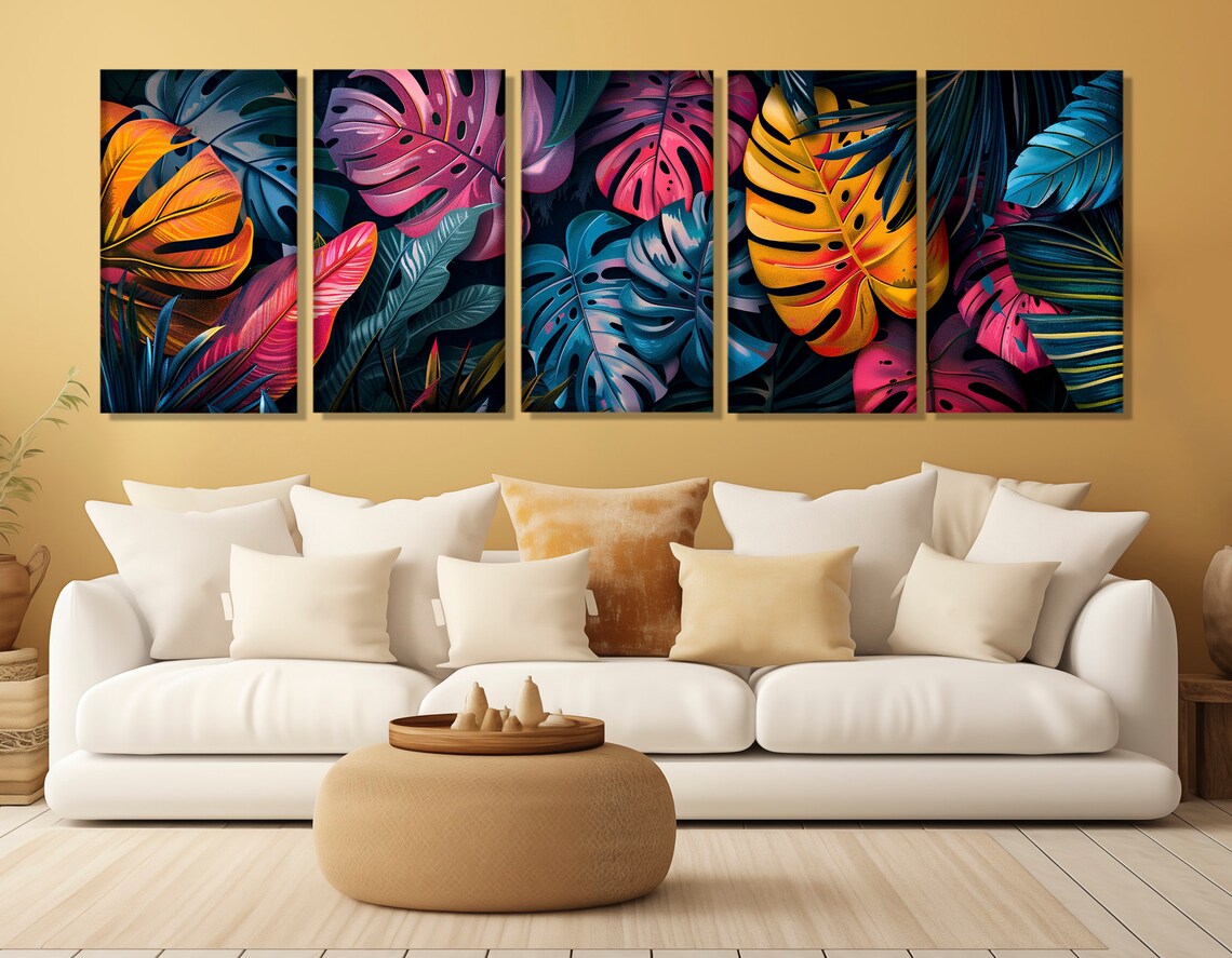 Colorful Tropical Leaves Abstract Tropical Leaf Art Print - Image 3