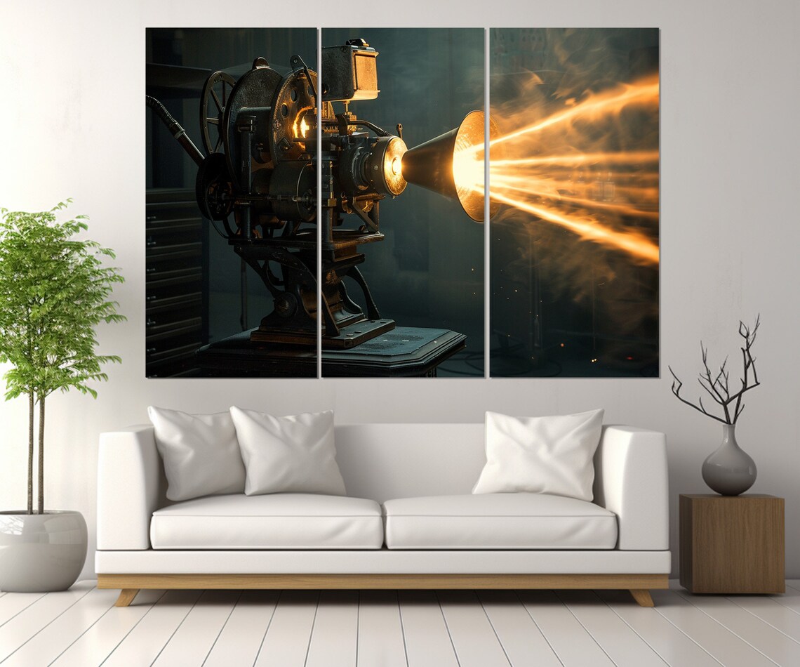 Vintage Film Projector Light Beam Cinema Retro Movie Room Poster - Image 4