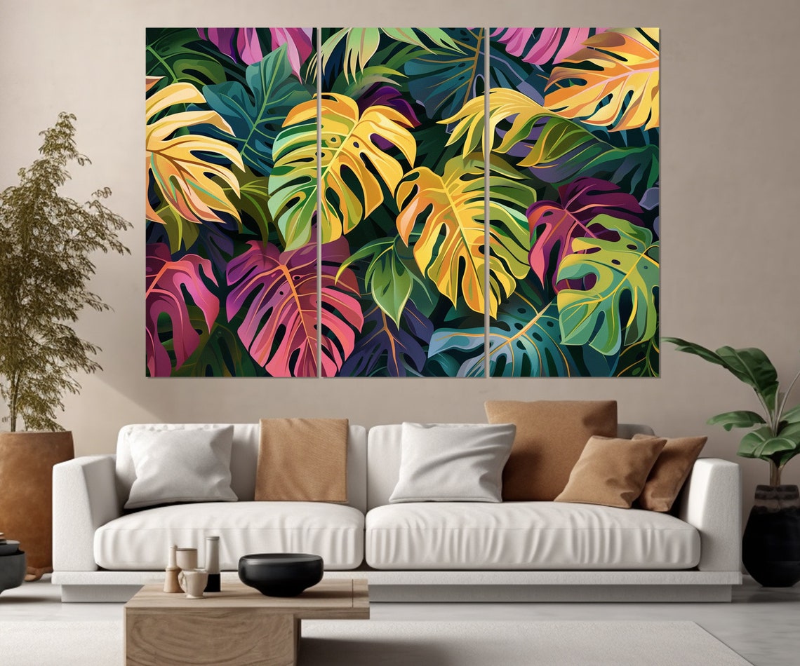 Tropical Leaves Print Tropical Wall Art Abstract Palm Leaves Art Palm Leaf Print Framed And Ready To Hang - Image 4