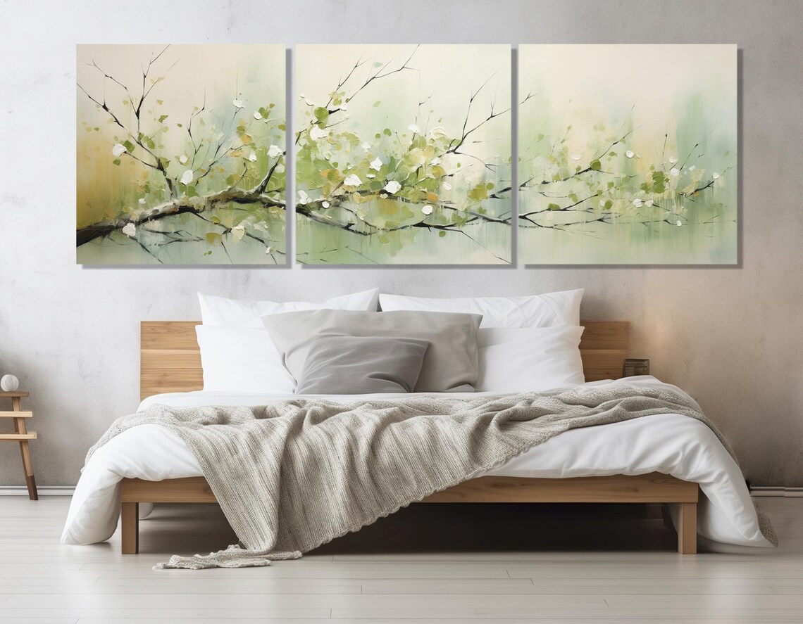 Spring Tree Branch Painting, Soft Neutral Tones - Image 4