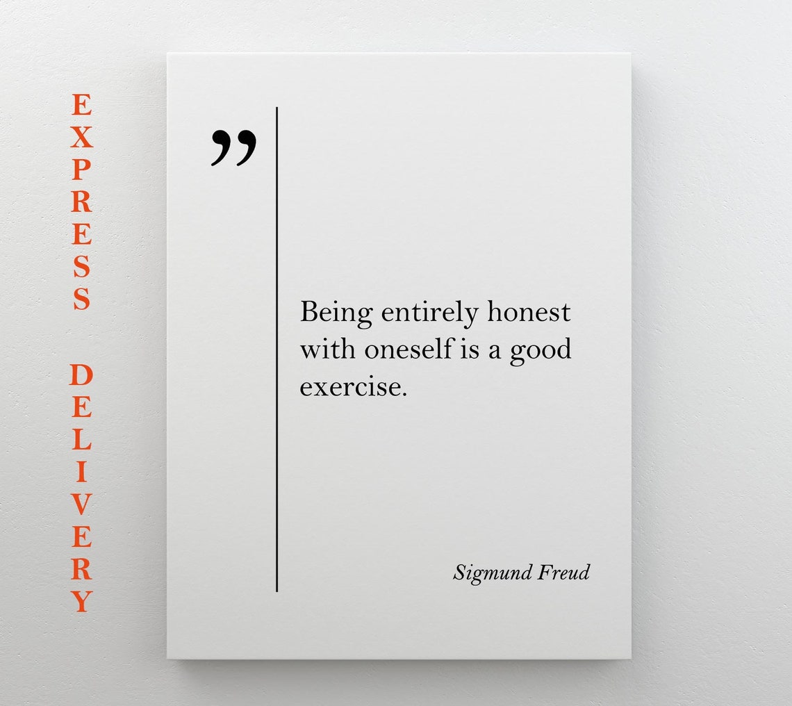 Sigmund Freud Honesty Quote Minimalist Black White Typography Poster