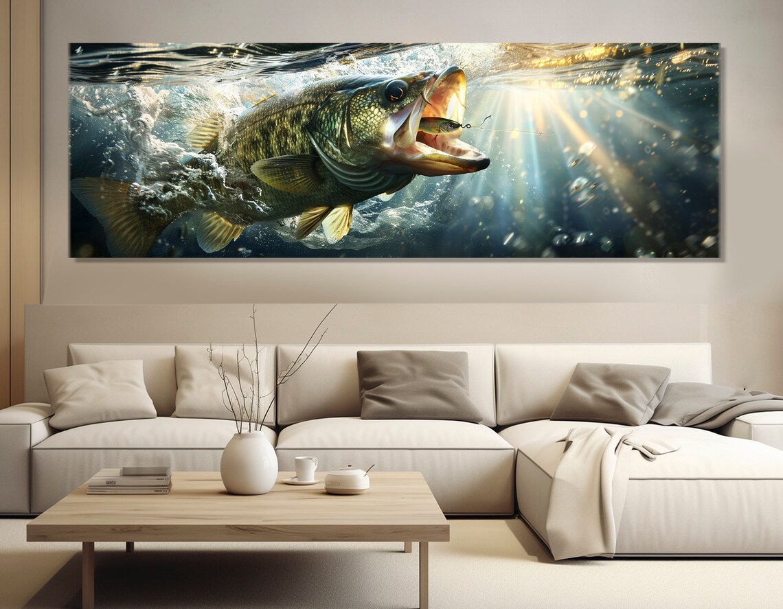 Largemouth Bass Fishing Wall Art Print for Anglers