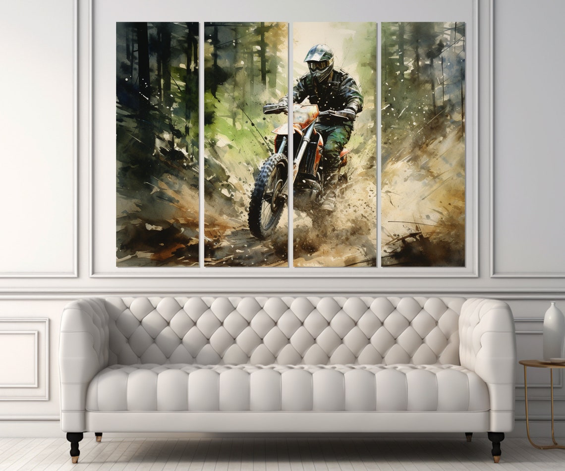 Motocross Wall Art Motocross Print Dirt Bike Wall Art Motocross Painting Dirt Bike Poster Framed And Ready To Hang - Image 2