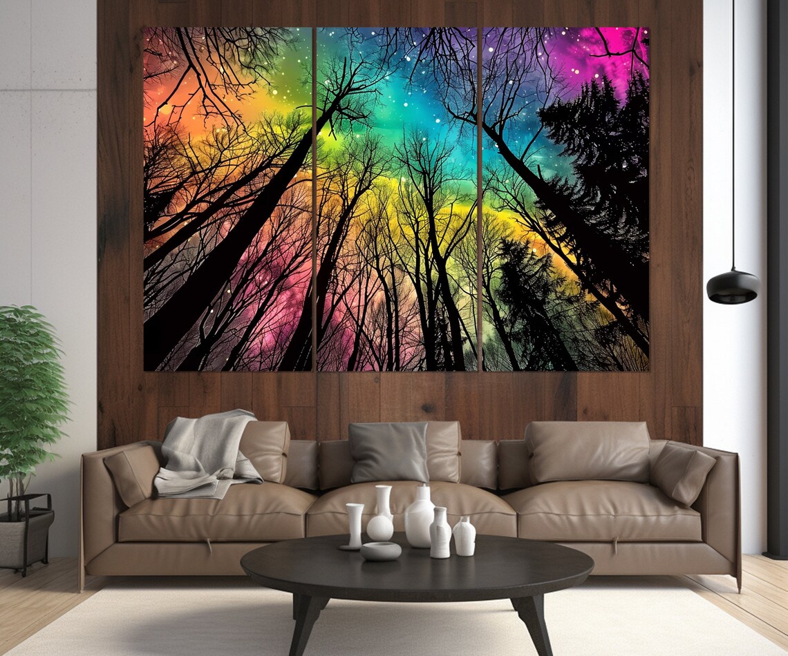 Colorful Forest Trees Painting, Nature Wall Art Print - Image 4