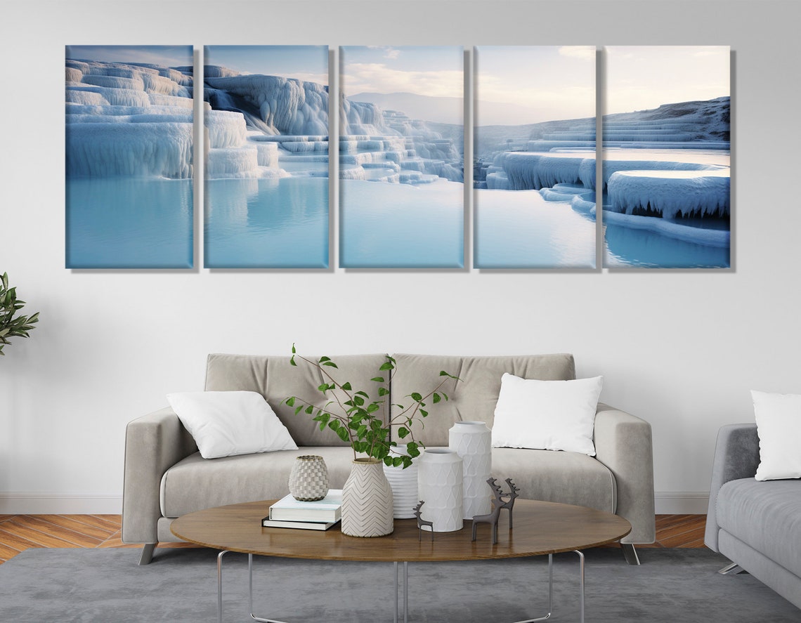 Pamukkale Turkey White Travertine Terraces Blue Pools Poster - Image 3