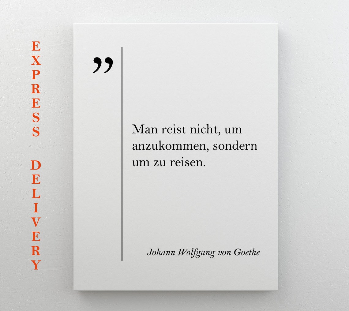 Goethe Travel Quote Print German Poetry Minimalist Typography Poster