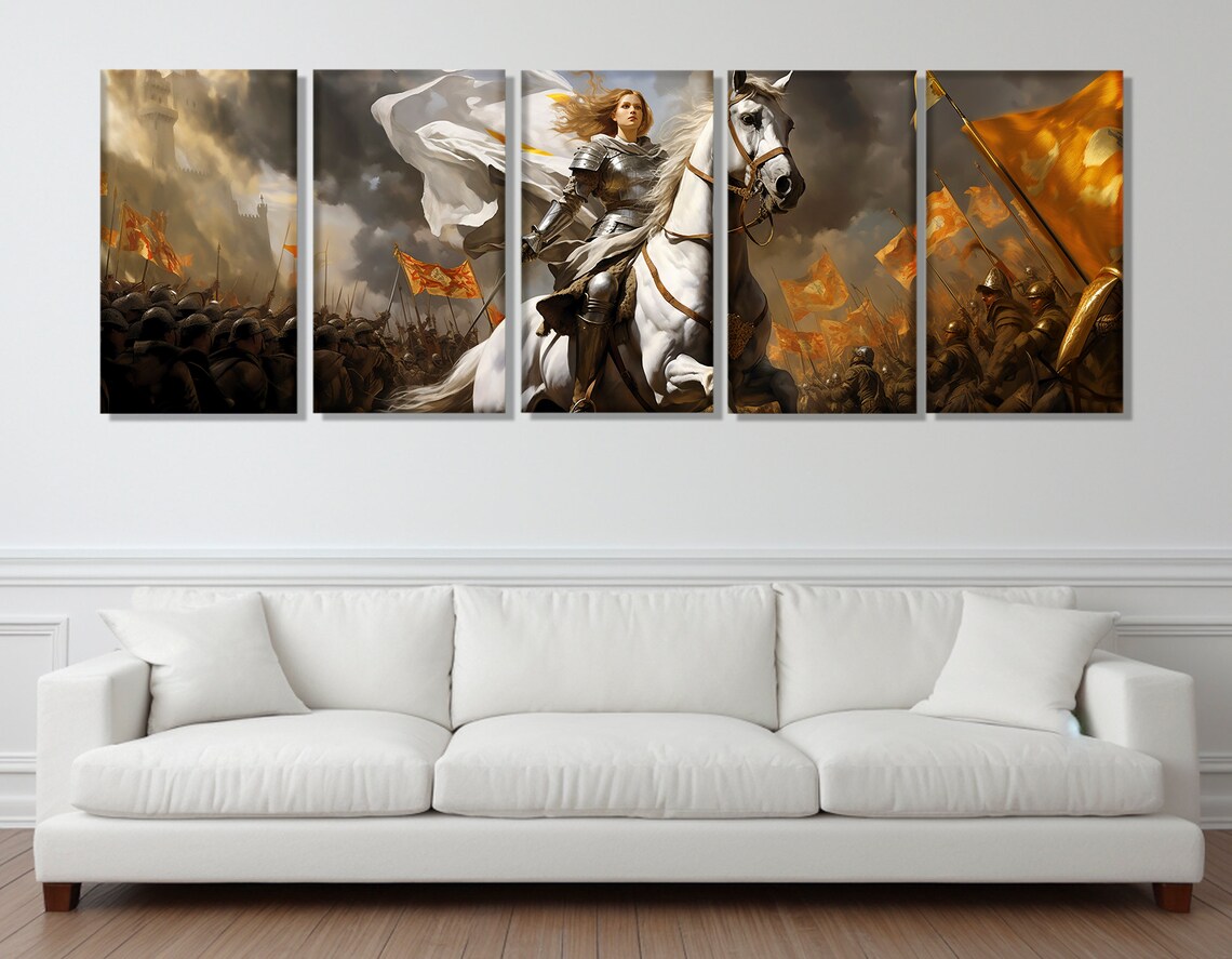 Joan of Arc On a Battle Horse, French Impressionist Art Print - Image 2