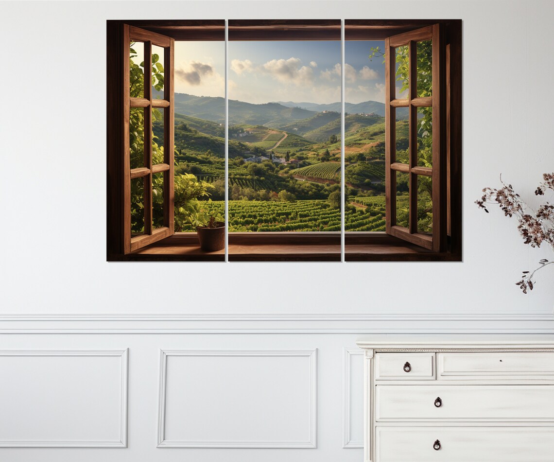 Open Window With Tuscany View, Tuscany Hills Art Print - Image 2
