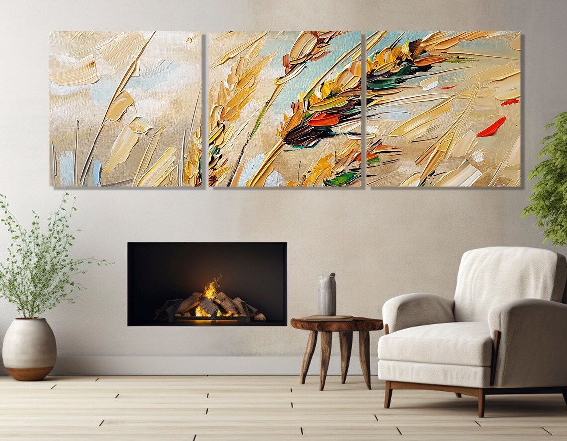 Wheat Ears Abstract Painting, Rustic Farmhouse Art Print - Image 4