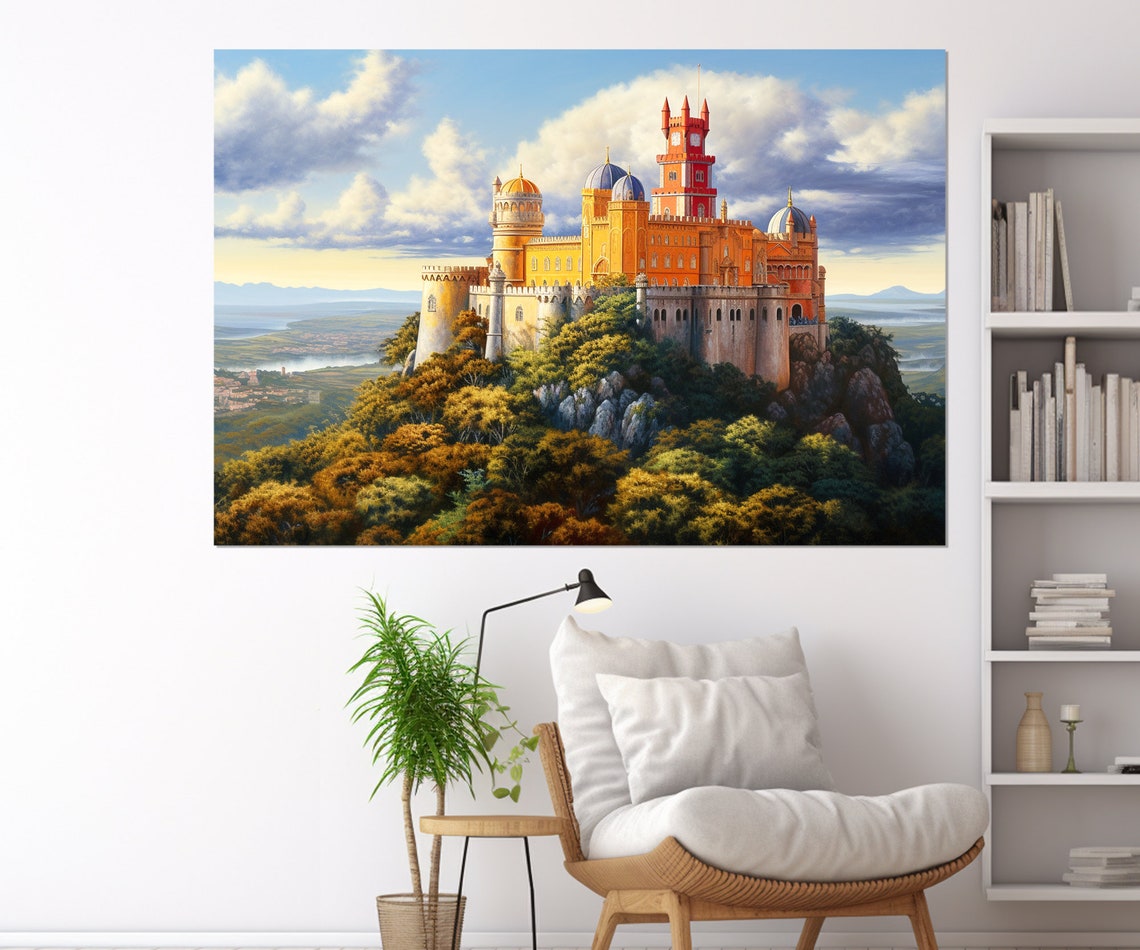Pena Palace Sintra Portugal Colorful Hilltop Castle Garden View Poster - Image 2