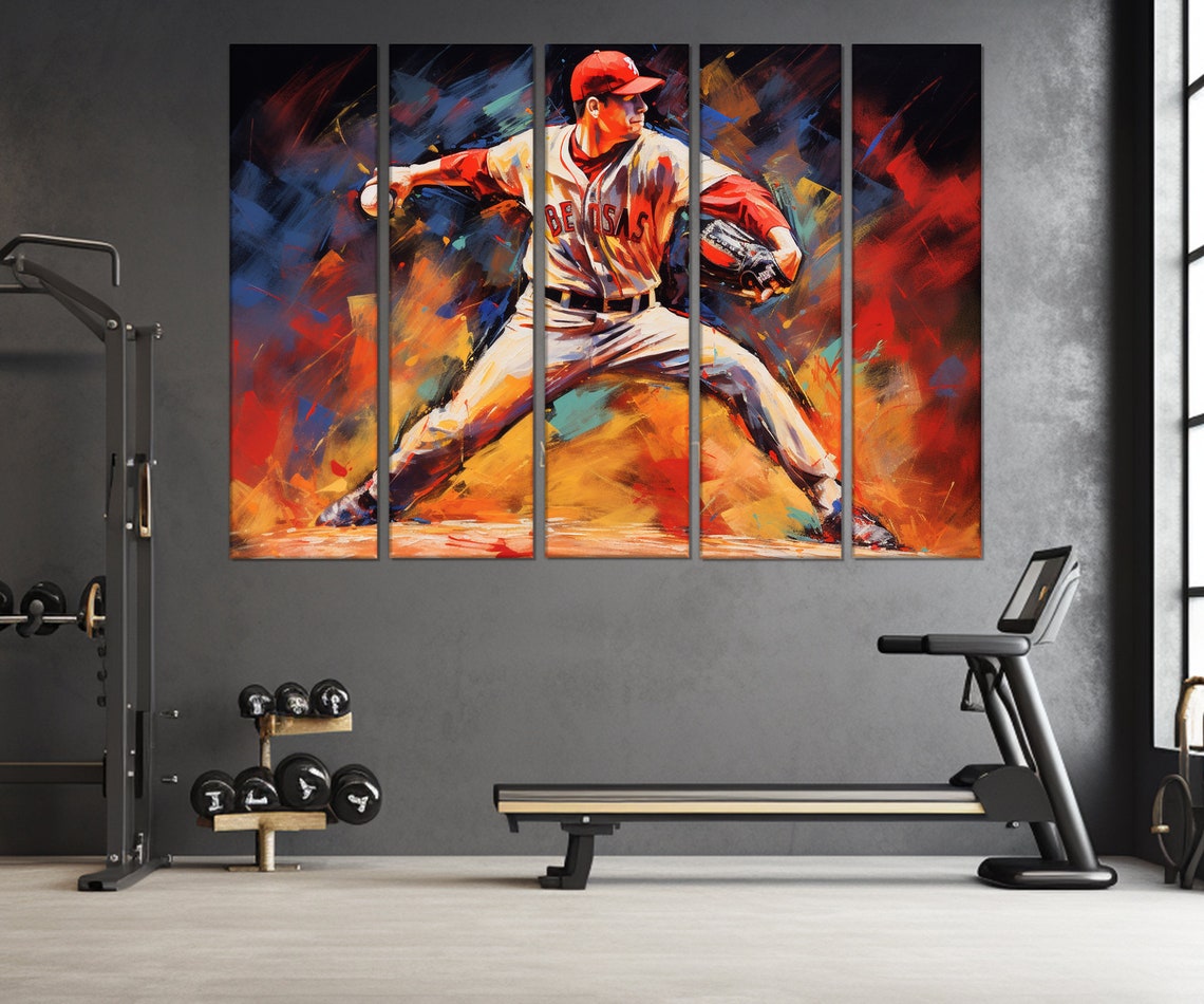 Baseball Wall Art Abstract Baseball Painting Print Baseball Fan Gift Baseball Wall Decor Pitcher Gift Framed And Ready To Hang - Image 3