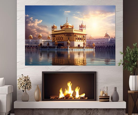 Golden Temple Sikh Gurdwara Abstract Painting Print Verka Amritsar Punjab India Art Indian Wall Art Ready To Hang