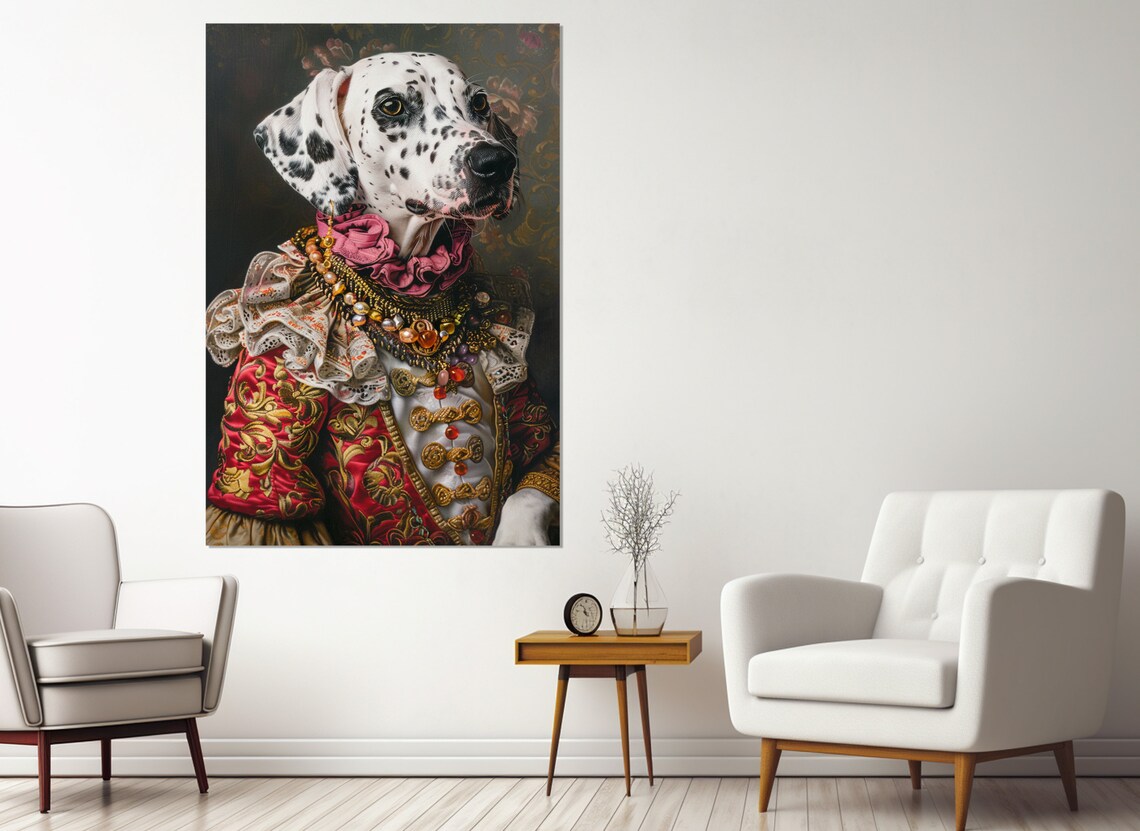 Dalmatian Victorian Aristocrat Portrait Dog In Royal Costume Poster - Image 2