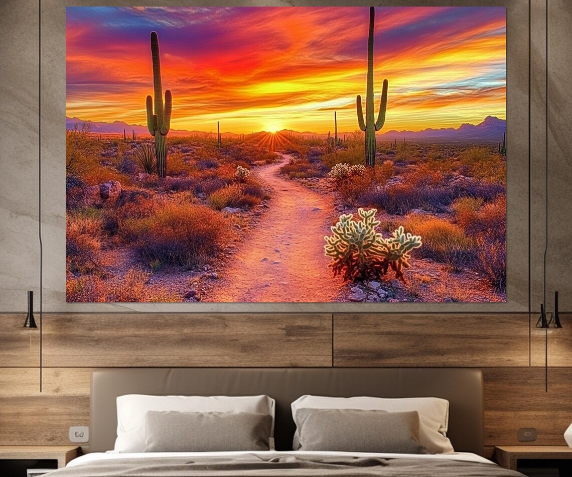 Arizona Desert Sunset, Sonoran Cactus Wall Art Print - Image 2