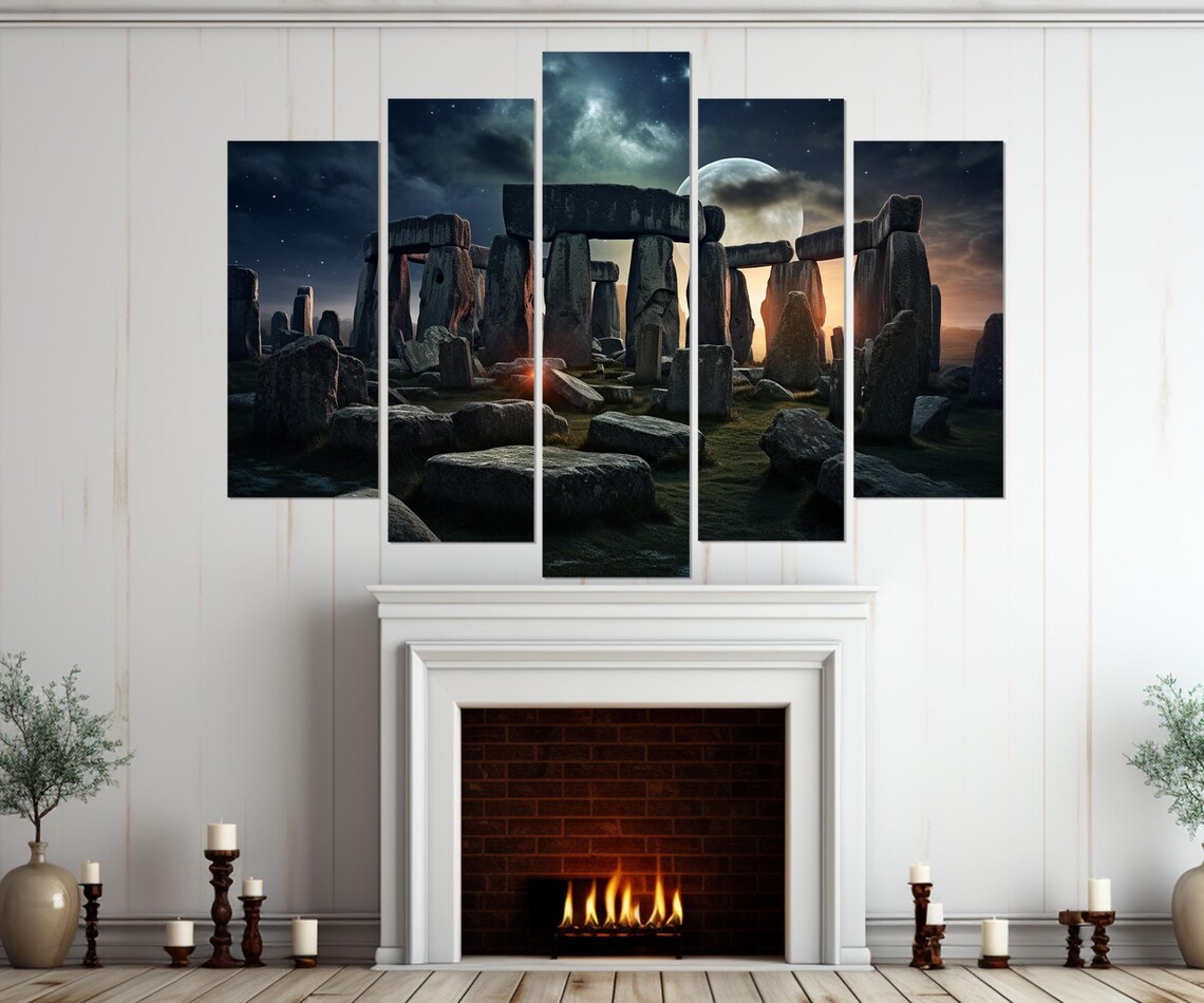 Stonehenge Night Moonlit Fantasy Painting Ancient Stones Travel Poster - Image 4