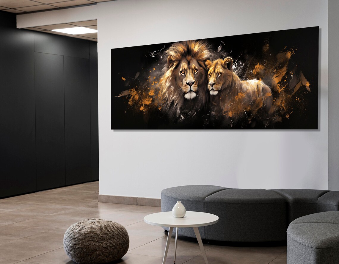Lions In Love Art Print, Romantic Bedroom Decor - Image 3