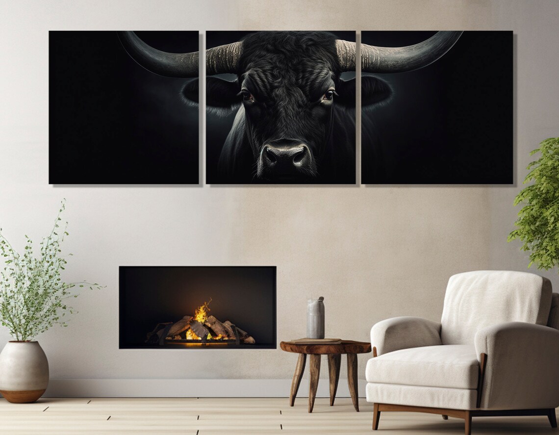 Black Texas Longhorn Art Print, Modern Farmhouse - Image 4