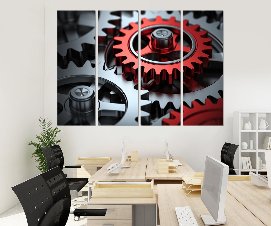 Abstract Gear Print Engineering Wall Art Mechanic Gift Watch Repairer Gift Engineer Gift Gear Poster Framed And Ready To Hang - Image 3