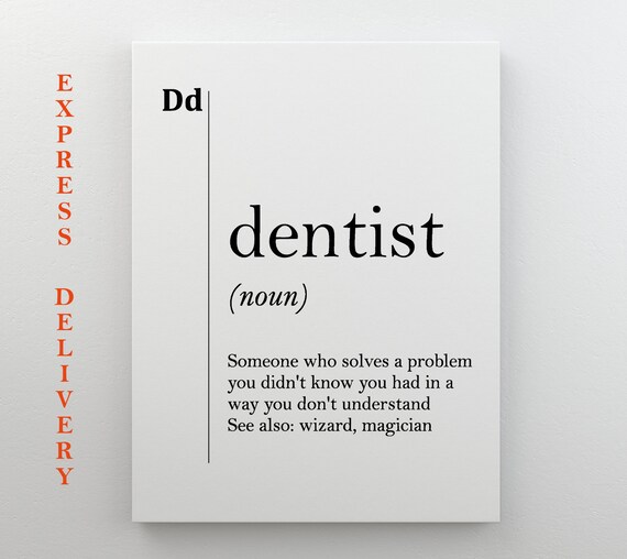 Dentist Print Dentist Definition Dental Office Decor Gift For Dentist Stomatology Gifts Dentist Wall Art