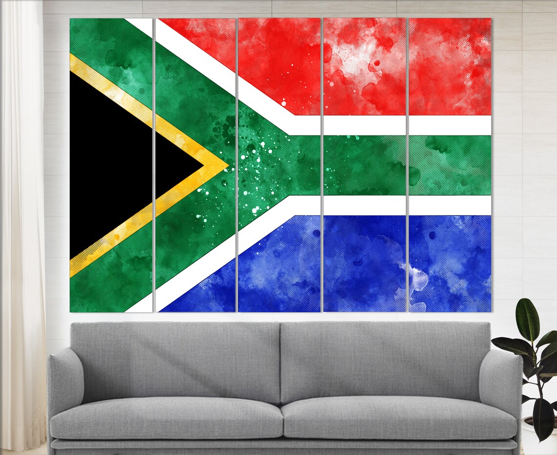 South Africa Flag Grunge Watercolor Vibrant Rainbow Nation Wall Poster - Image 4