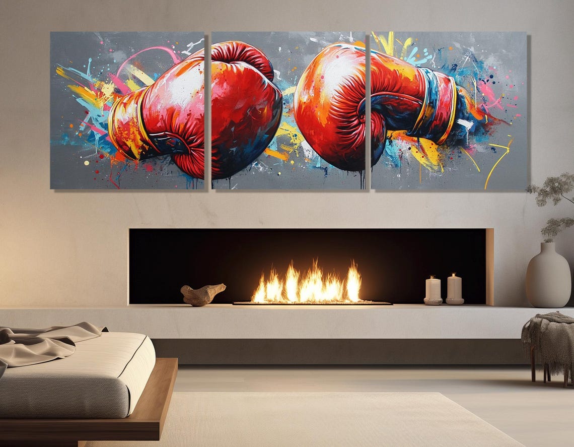 Red Boxing Gloves Colorful Graffiti Paint Splash Sports Wall Poster - Image 4