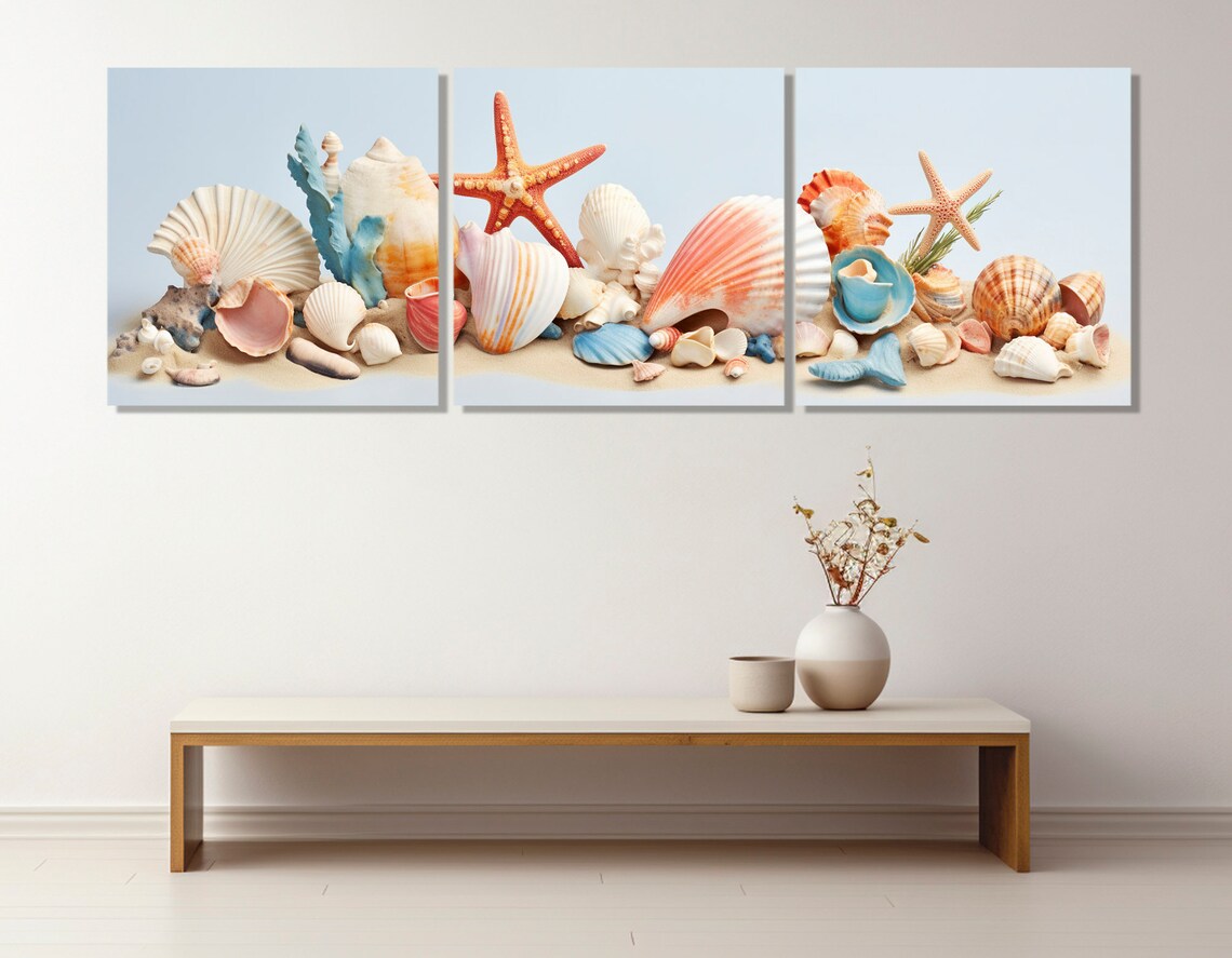 Minimalist Nautical Seashells Ocean Wall Art Print - Image 4