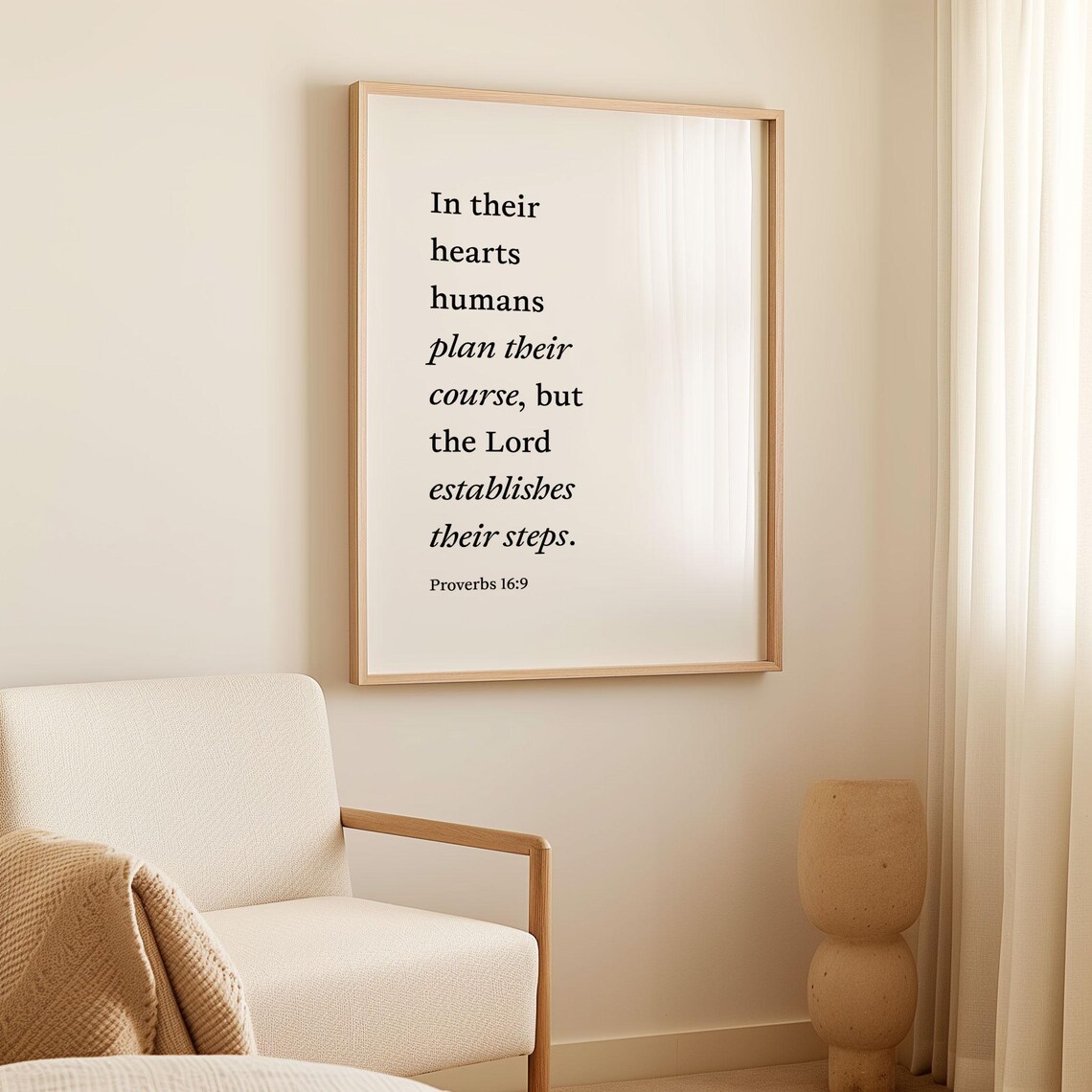 Proverbs 16 9 The Lord Establishes Their Steps Elegant Serif Verse Poster - Image 2
