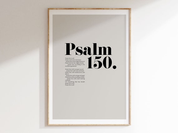 Psalm 150 Bible Verse Wall Art Minimalist Decor Christian Modern Scripture Poster Bold Typography Baptism Baby Shower Birthday Gift Idea